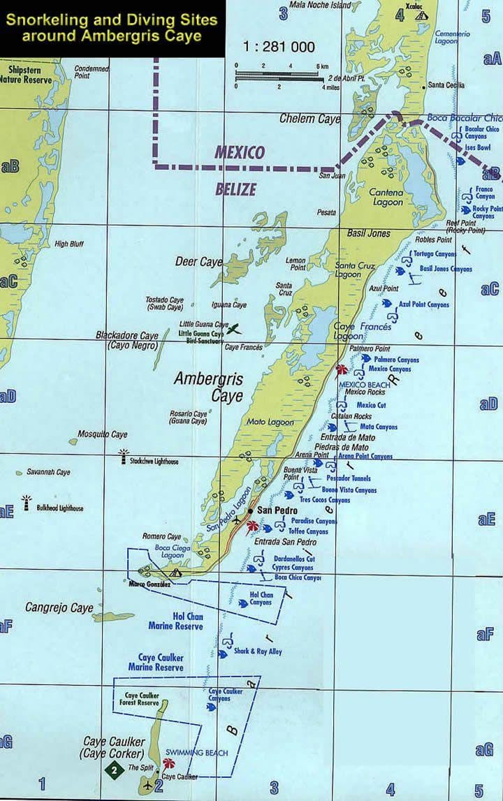 Mapu Belize šnorchlovanie