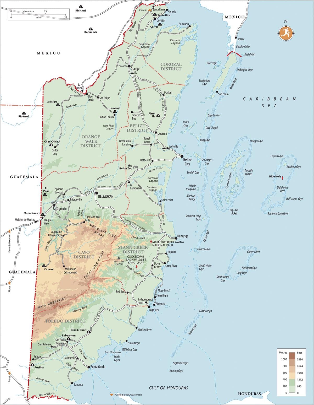 Mapa ofBelize cestovného ruchu obce