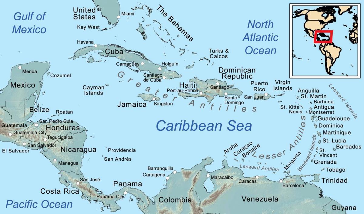 mapu Belize a okolité ostrovy