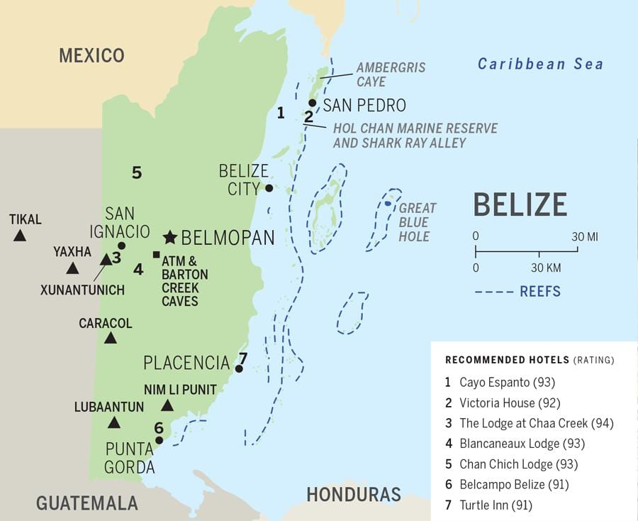 Mapu Belize pláže