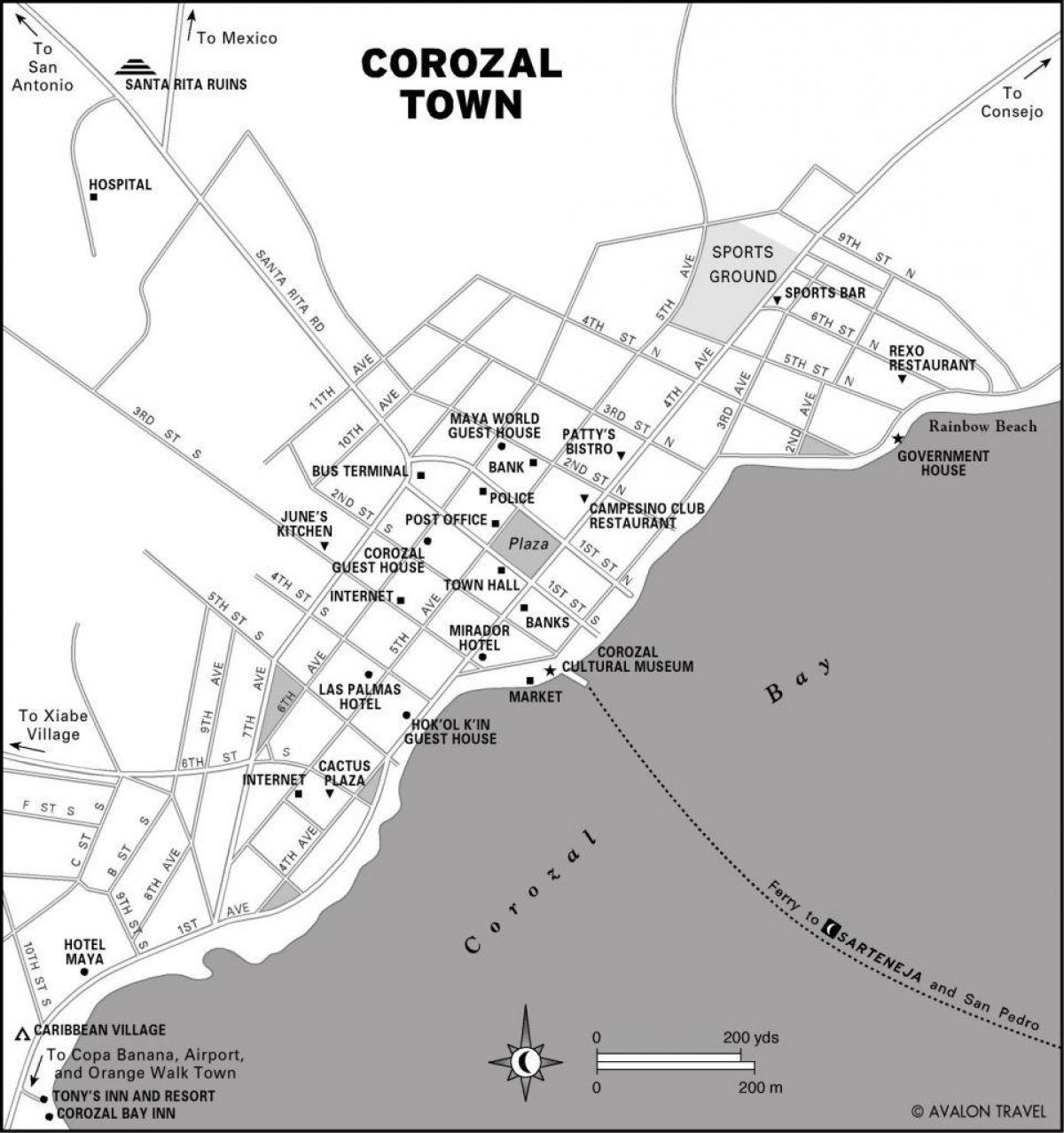 mapa corozal mesta Belize