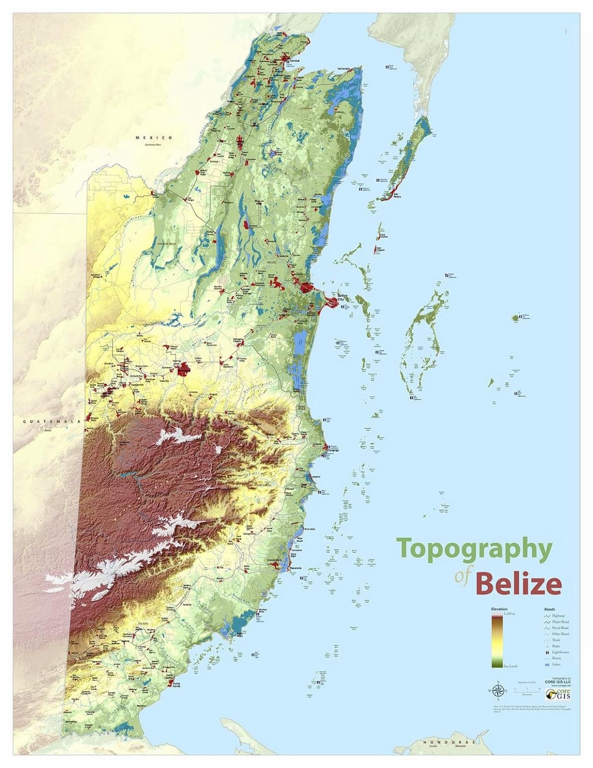 Mapy topografické Belize