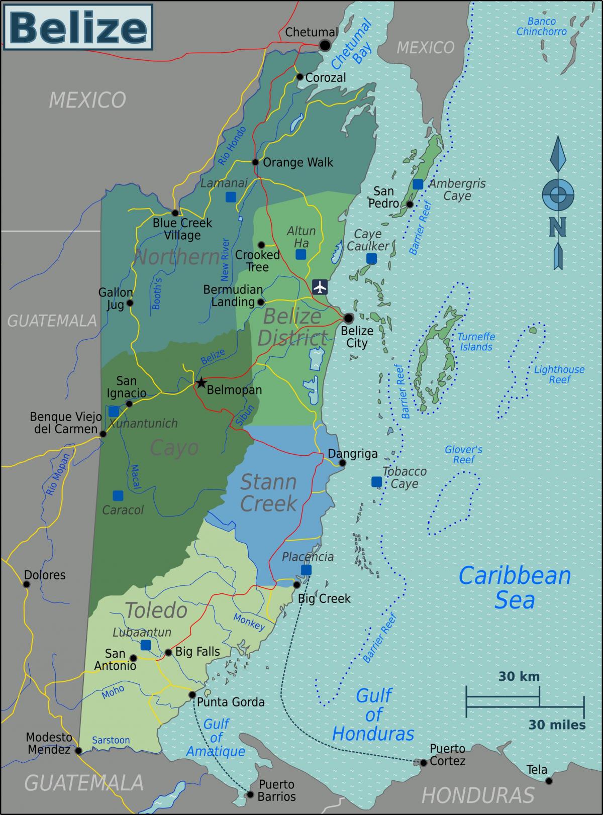 Mapa úrody cayey Belize