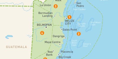 Mapu Belize a okolitých krajín