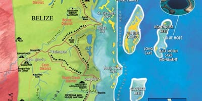 Mapa tabakových cayey Belize